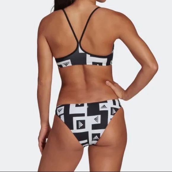 ADIDAS LOGO SPELL OUT GRAPHIC BIKINI SET SWIMWEAR - TOP SZ LARGE - BOTTOM‎ SZ SM - Picture 3 of 5